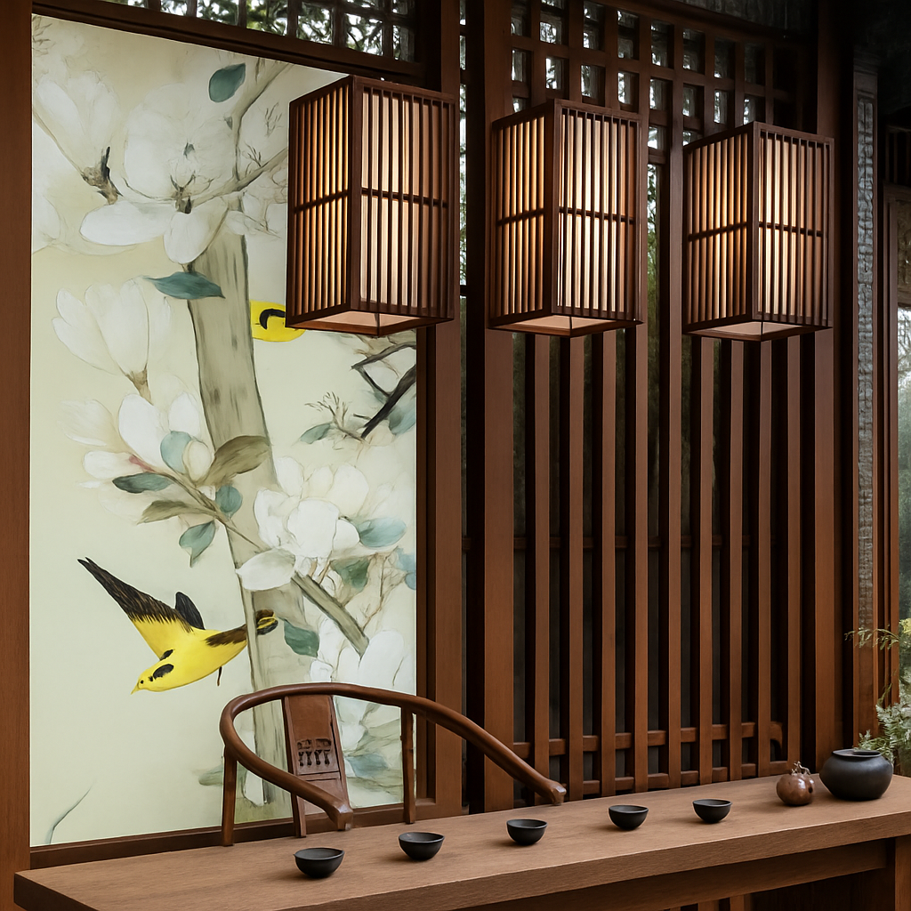 suspension zen bois vintage japonais - vue 5 sur 8