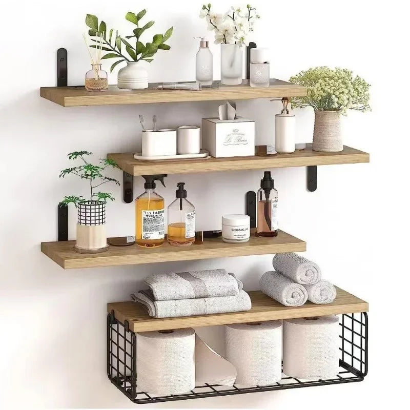 étagères flottantes en bois pour rangement et décoration intérieure