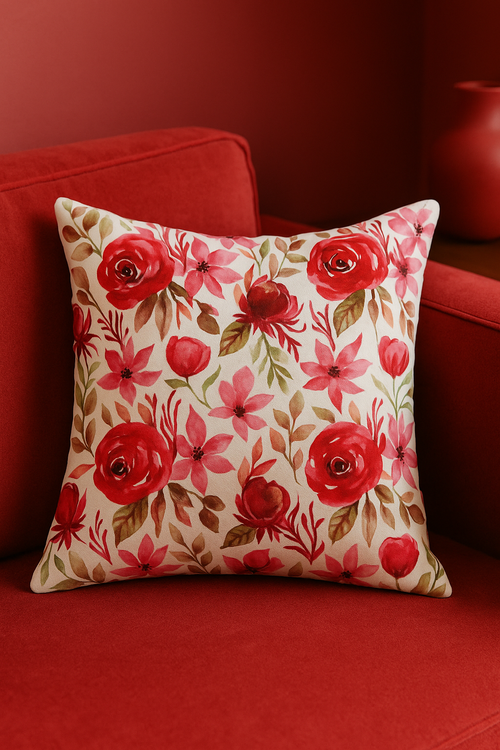 taie d'oreiller carrée à fleurs 45 cm décorative - vue 2 sur 2