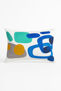 taie d'oreiller décorative avec motifs géométriques et soutien lombaire