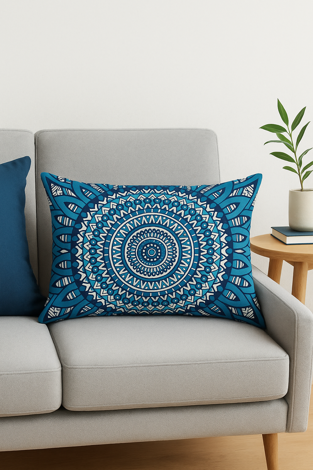 taie d'oreiller rectangulaire à motifs fleuris et feuillus bleus