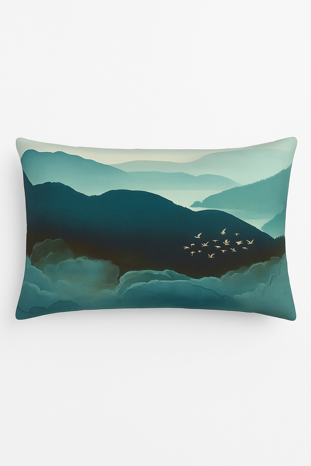 taie d'oreiller rectangulaire en polyester style aquarelle chinois