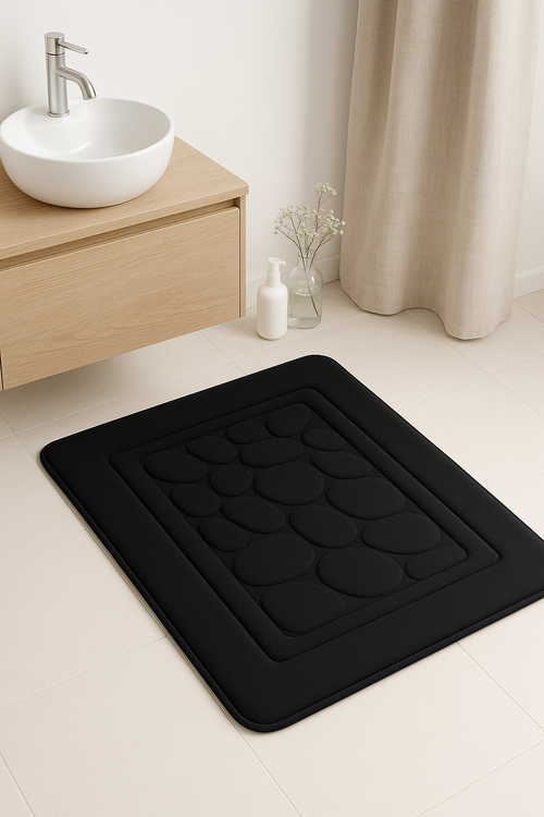 tapis de bain antidérapant absorbant style galets moderne - vue 2 sur 2