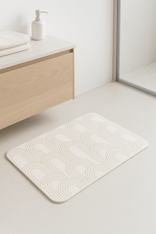 Tapis de bain antidérapant diatomite rayures géométriques modernes