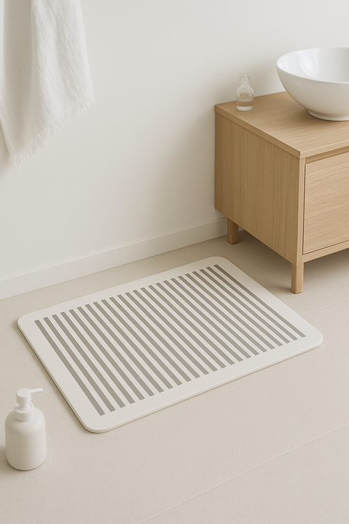 tapis de bain antidérapant diatomite rayures minimalistes - vue 2 sur 2