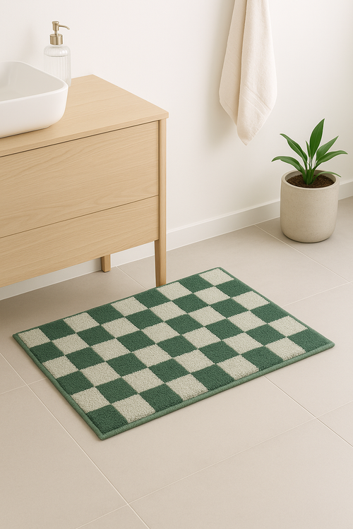 tapis de bain carreaux microfibre doux salle bain - vue 2 sur 2