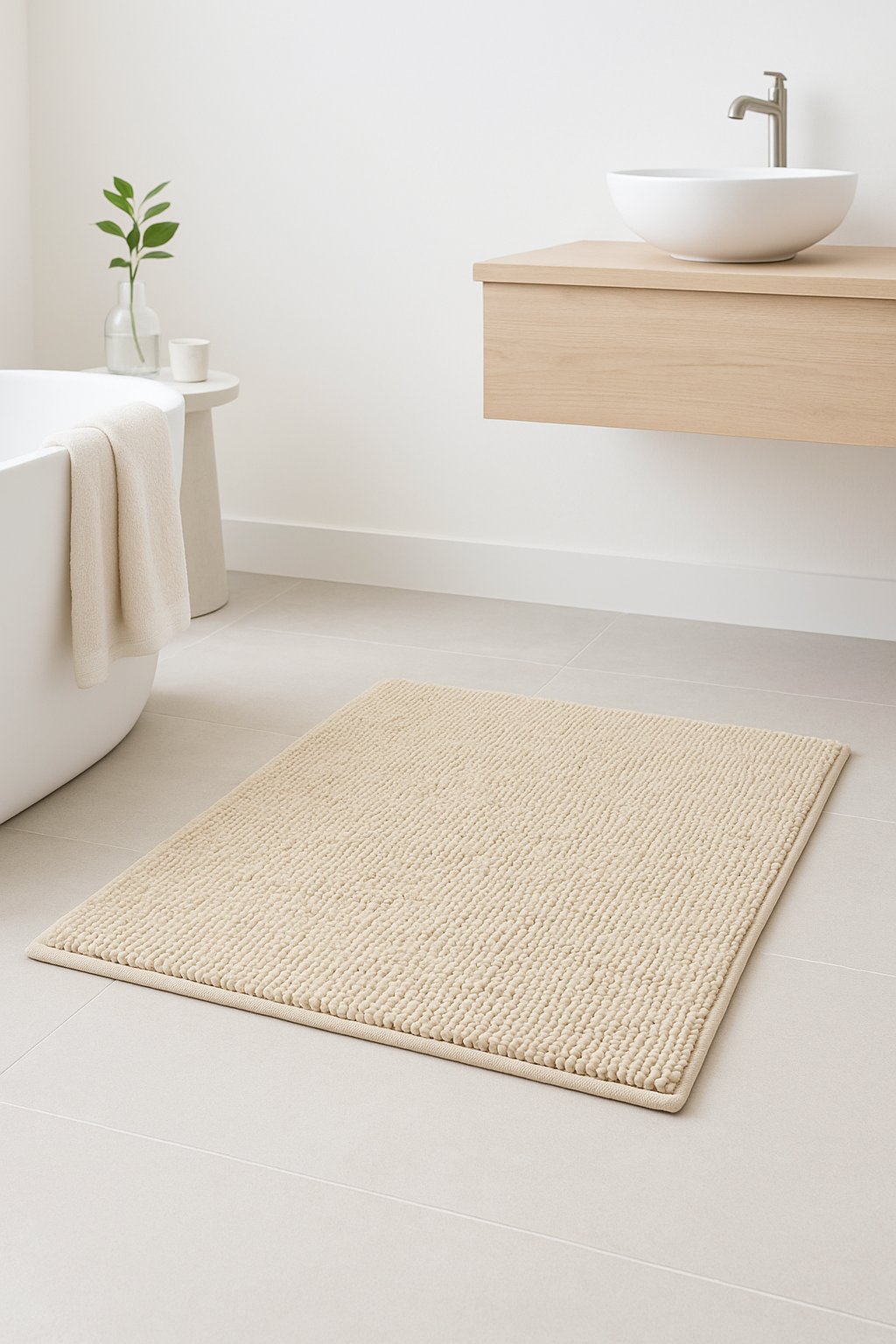tapis de bain chenille doux absorbant antidérapant moderne - vue 3 sur 2