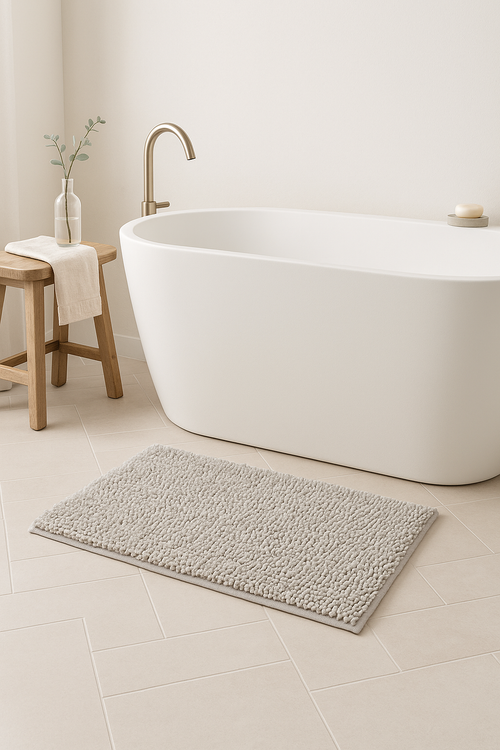 Tapis de bain chenille microfibre antiderapant absorbant - vue 2 sur 2
