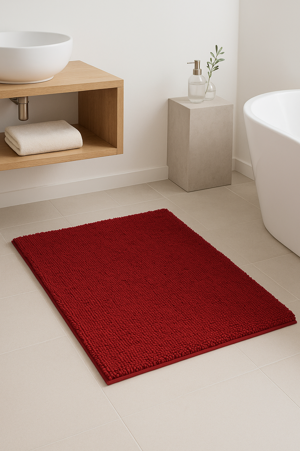 Tapis de bain chenille microfibre antidérapant épais absorbant - vue 3 sur 2