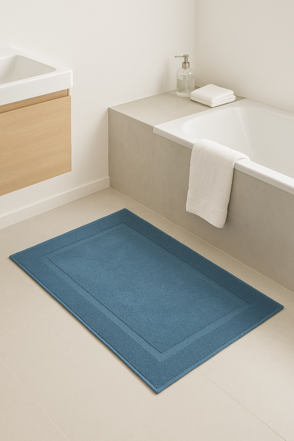 tapis de bain coton epais texture lavable machine - vue 3 sur 2