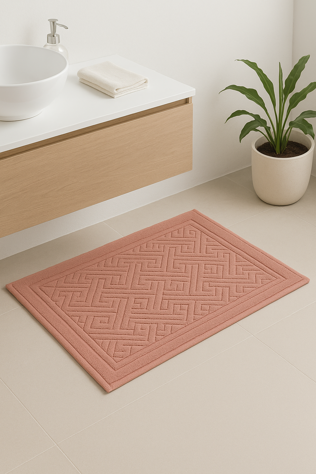 Tapis de bain coton motif cartoon style moderne