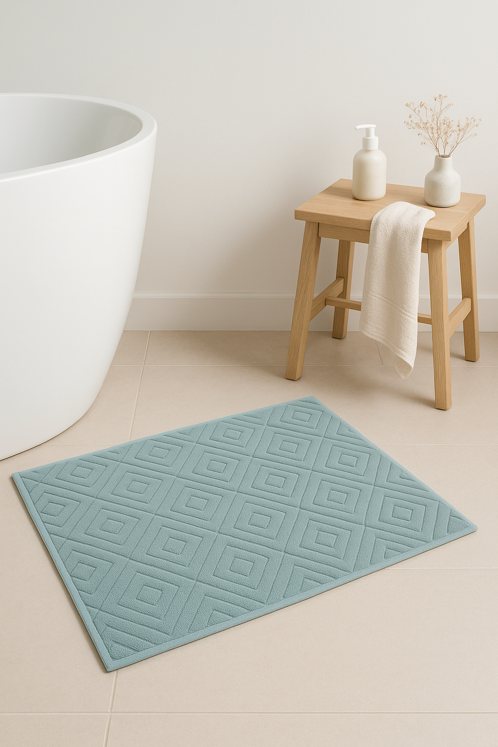 tapis de bain coton ultra doux absorbant motif - vue 3 sur 2