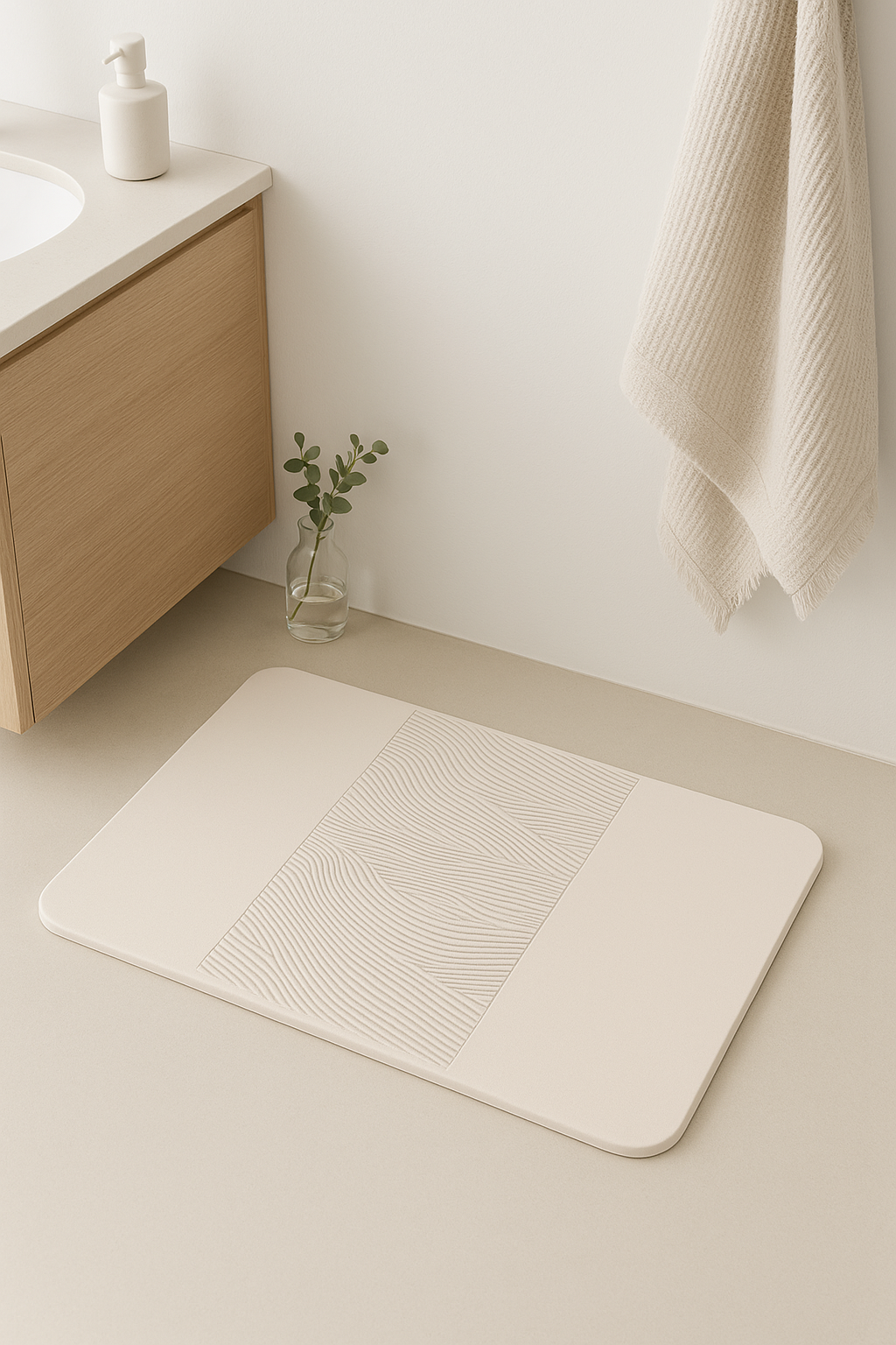tapis de bain diatomite antiderapant rayures minimalistes modernes