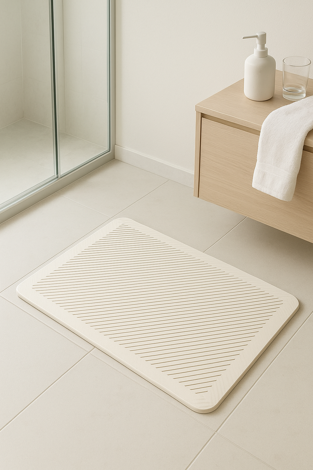 tapis de bain diatomite rayures géométriques antidérapant moderne