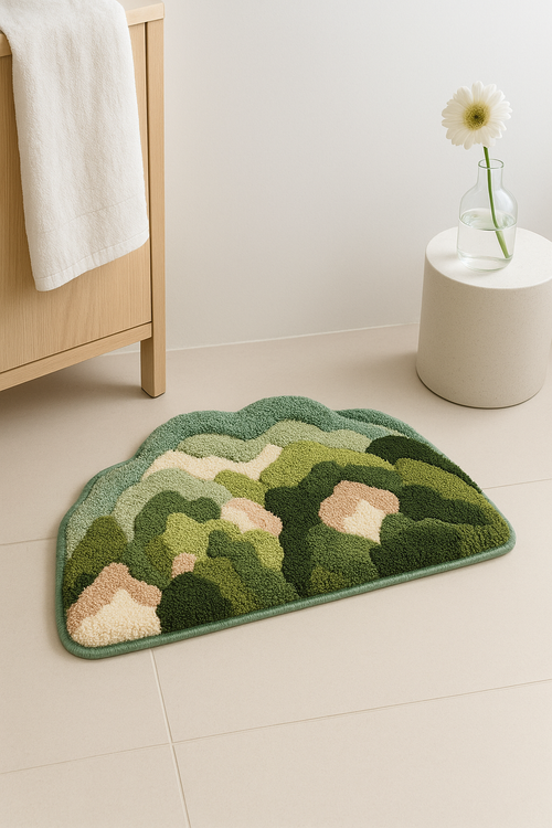tapis de bain effet mousse floral doux antiderapant