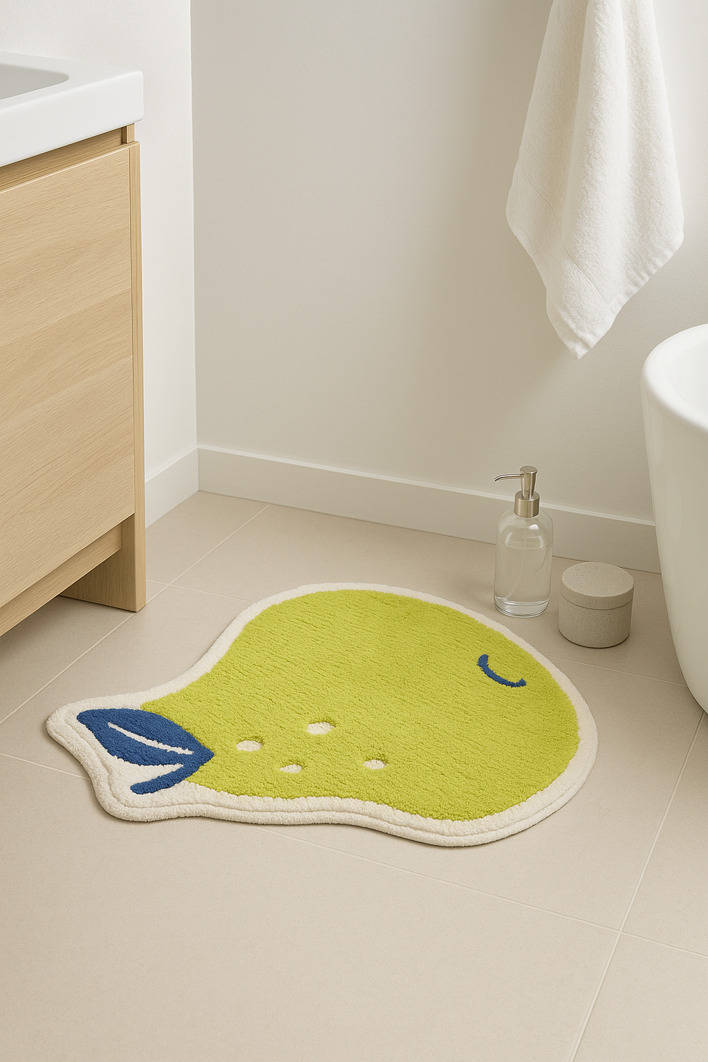 tapis de bain enfant motif citron antiderapant microfibre - vue 3 sur 2
