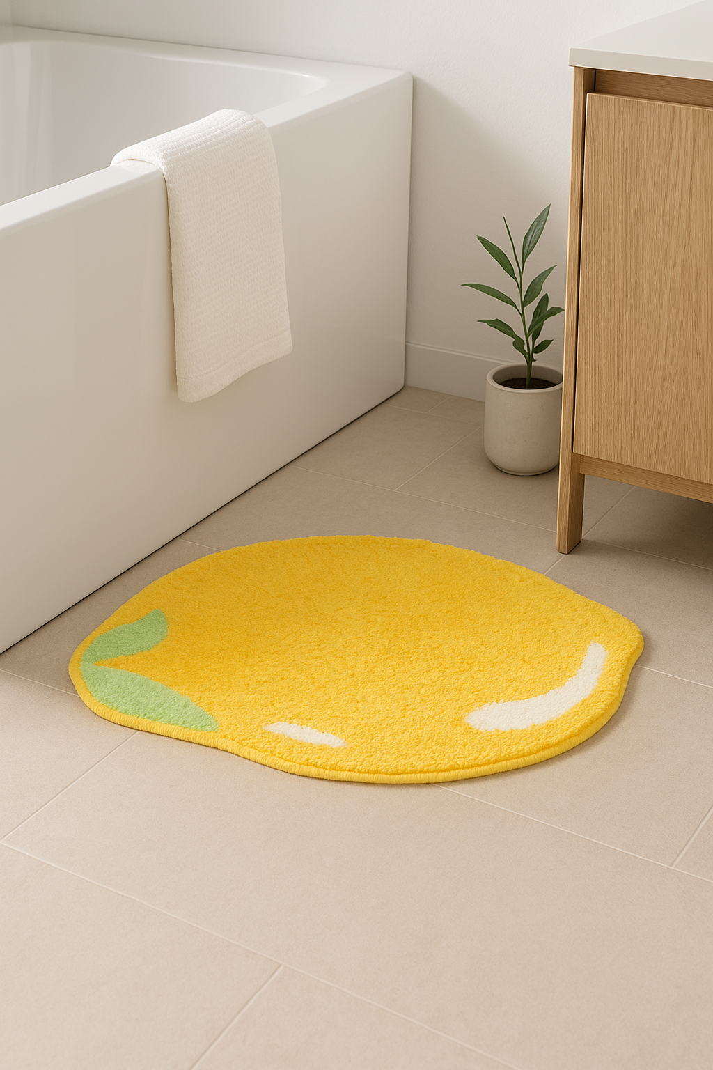 Tapis de bain enfant motif citron antidérapant microfibre - vue 3 sur 2