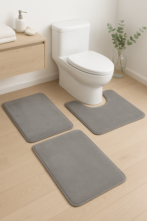 Tapis de bain ensemble trois pièces microfibre antidérapant