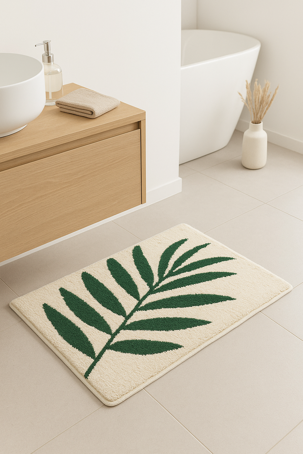 tapis de bain feuilles microfibre antiderapant doux absorbant - vue 3 sur 2