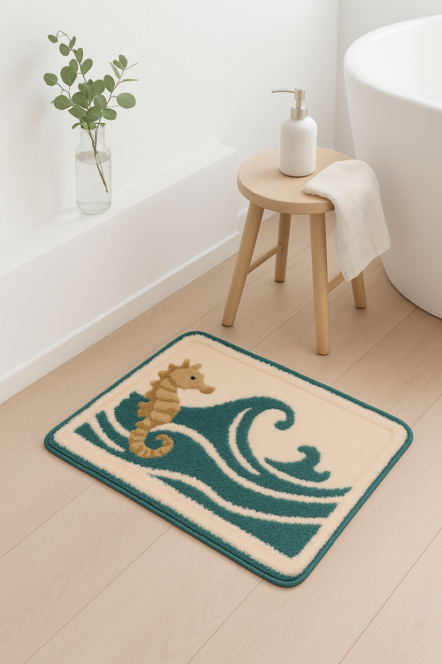 Tapis de bain flanelle imprimé doux antidérapant moderne - vue 2 sur 2