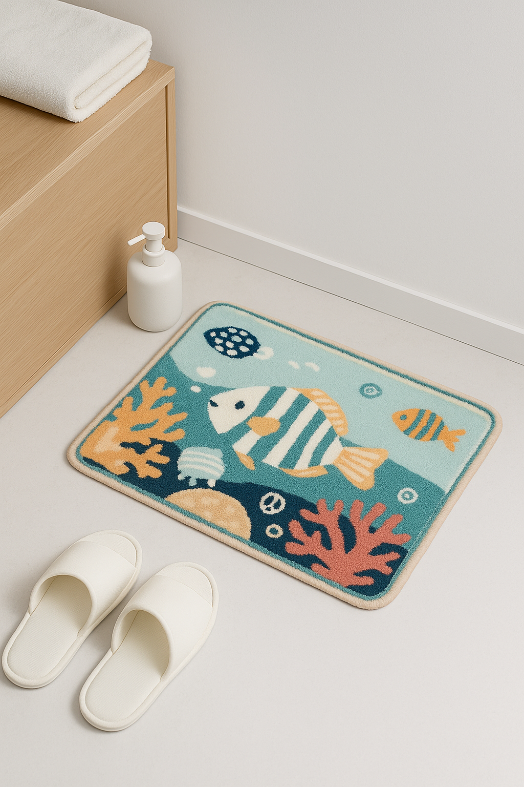 Tapis de bain flanelle imprimé moderne antidérapant doux - vue 3 sur 2