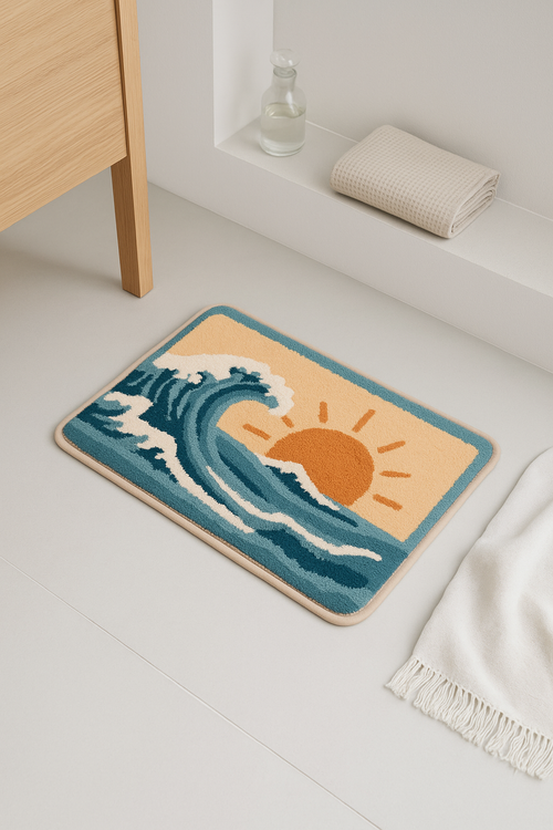 tapis de bain flanelle motif moderne antidérapant - vue 2 sur 2