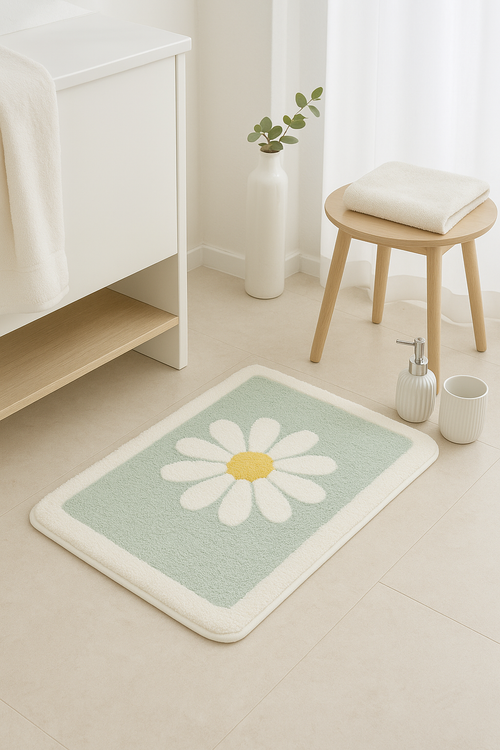 Tapis de bain fleurs mignonnes microfibre antiderapant