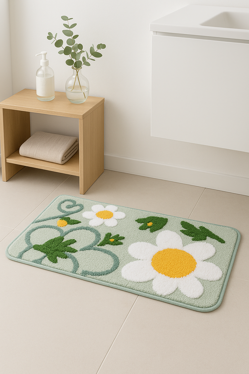 tapis de bain floral doux absorbant microfibre antidérapant
