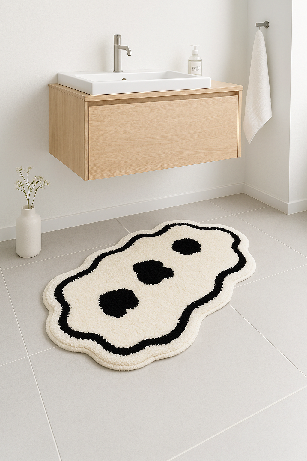 Tapis de bain floral moderne absorbant antiderapant - vue 3 sur 2