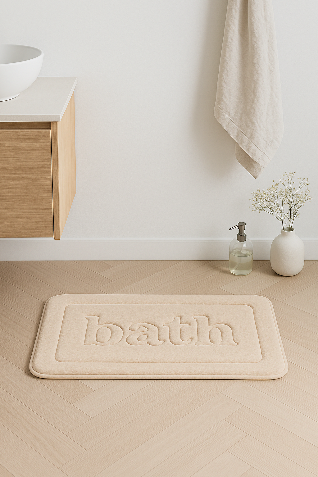 tapis de bain gaufré floral microfibre antiderapant moderne