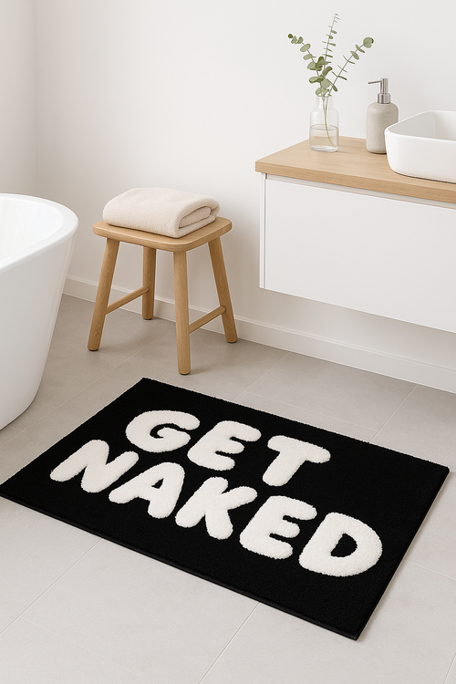 tapis de bain get naked shaggy epais antiderapant - vue 2 sur 2