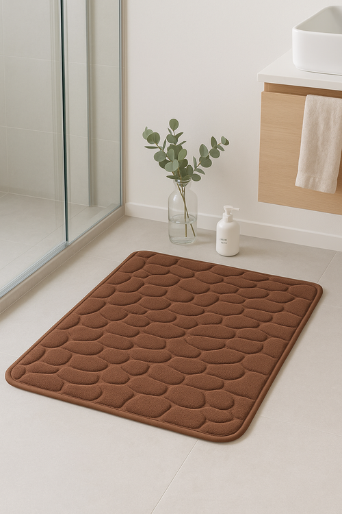tapis de bain imitation paves 3d antiderapant absorbant - vue 2 sur 2