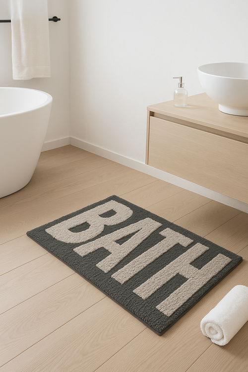 Tapis de bain lettres dessin antiderapant doux absorbant