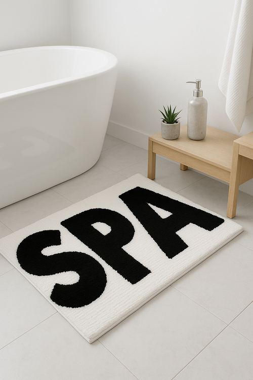 Tapis de bain lettres style cartoon doux absorbant - vue 2 sur 2