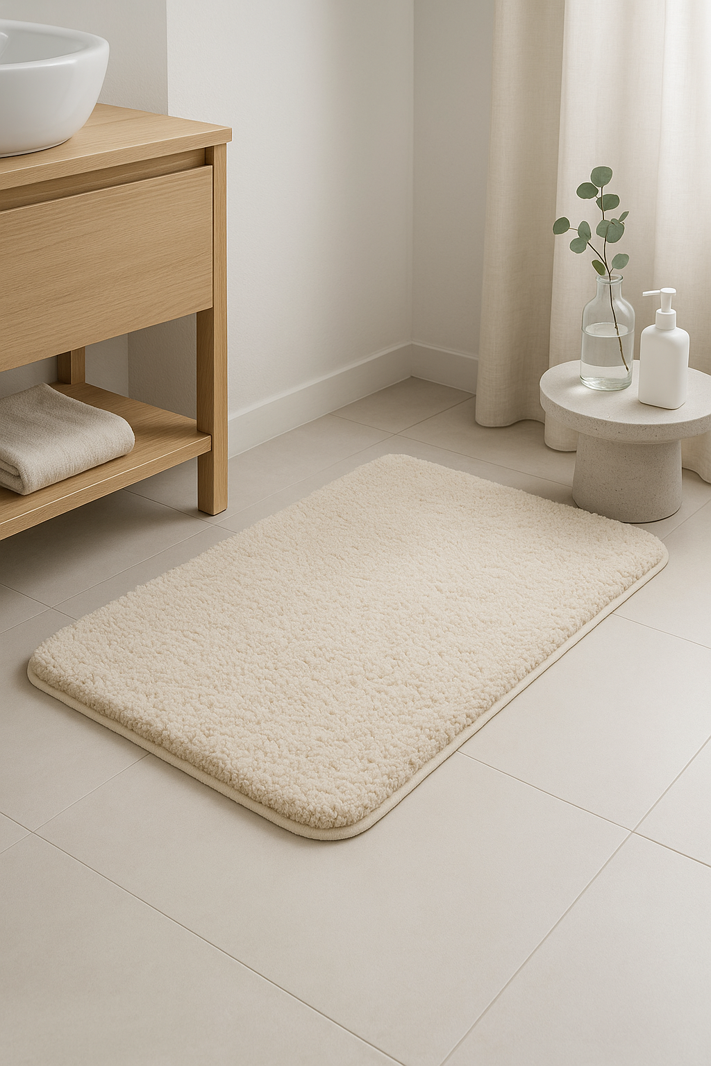 tapis de bain long poil absorbant antiderapant chambre