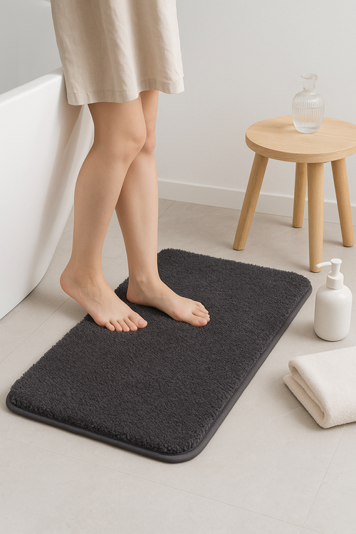 tapis de bain long poils antiderapant interieur doux - vue 2 sur 2