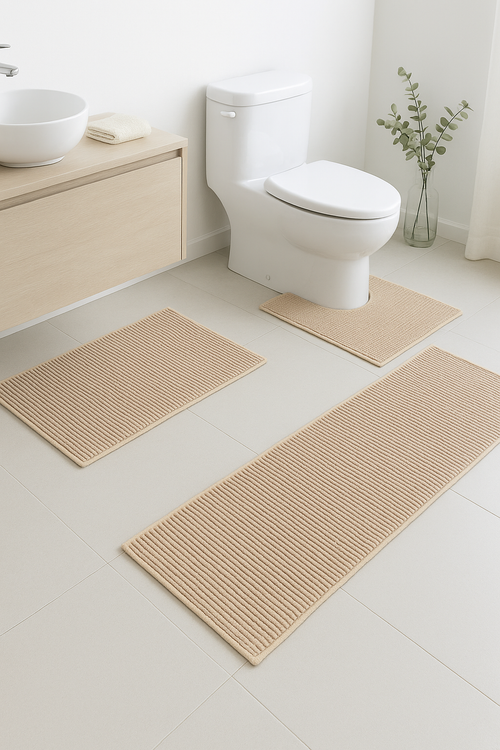 tapis de bain lot 3 minimaliste antidérapant wc - vue 2 sur 2