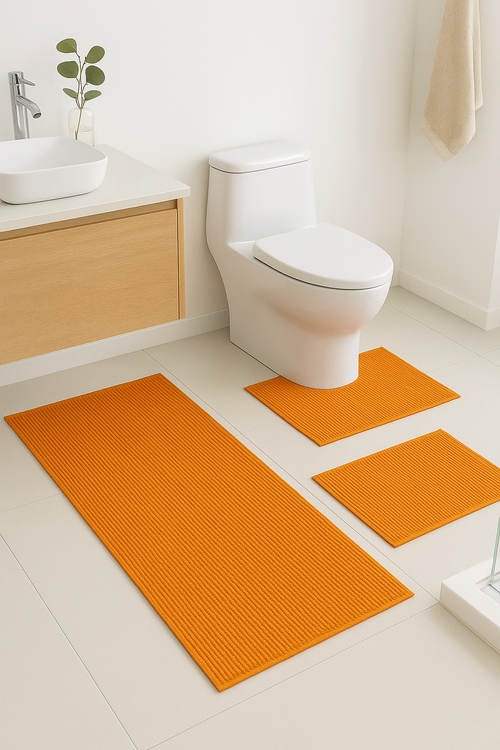 Tapis de bain lot 3 pvc antidérapant minimaliste - vue 2 sur 2