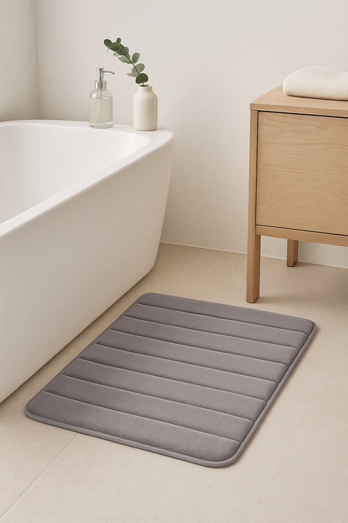 Tapis de bain mémoire forme absorbant antidérapant rayé - vue 2 sur 2