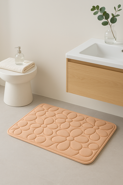 tapis de bain memoire forme antiderapant floral absorbant - vue 2 sur 2