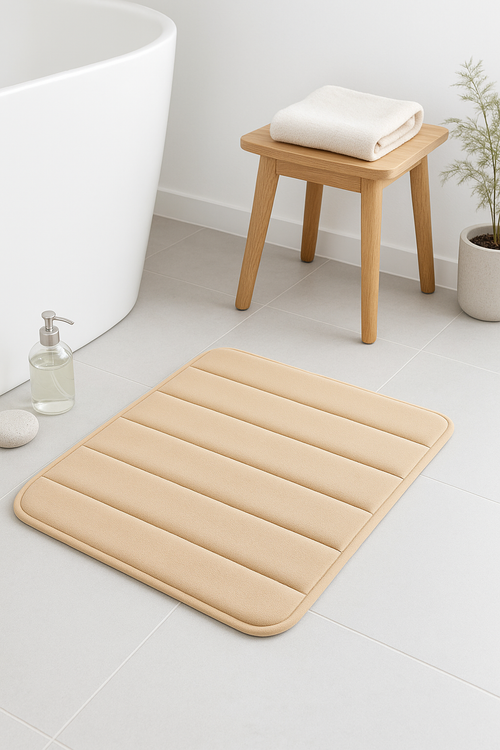 tapis de bain memoire forme doux antiderapant raye - vue 2 sur 2
