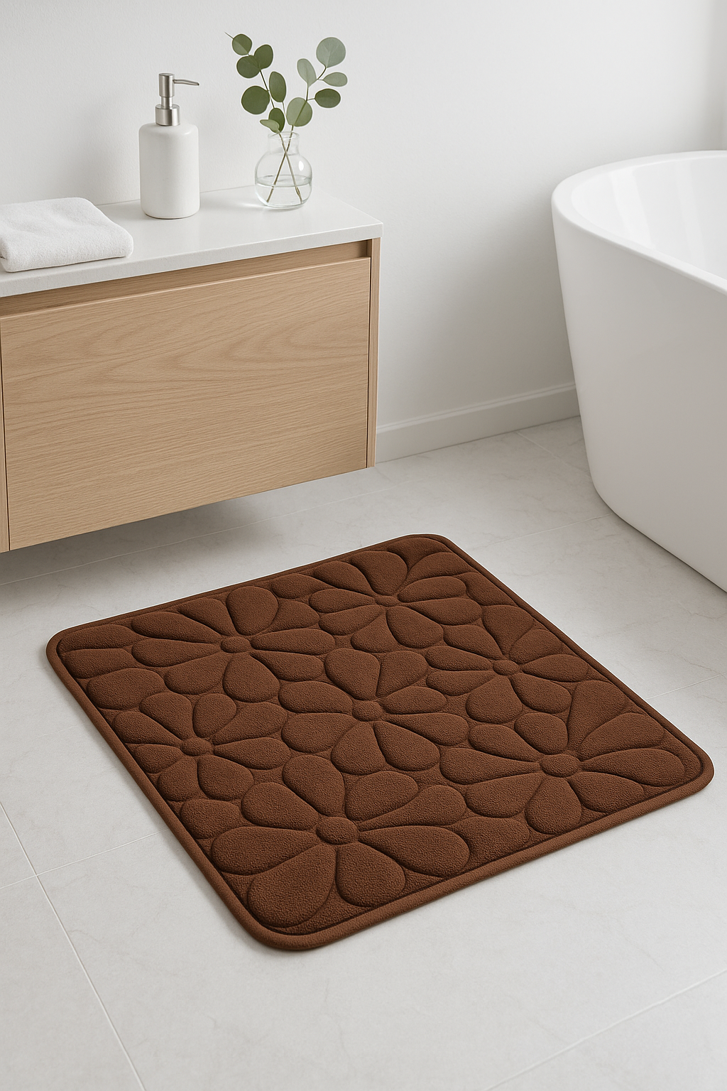 tapis de bain mémoire forme floral moderne absorbant - vue 3 sur 2
