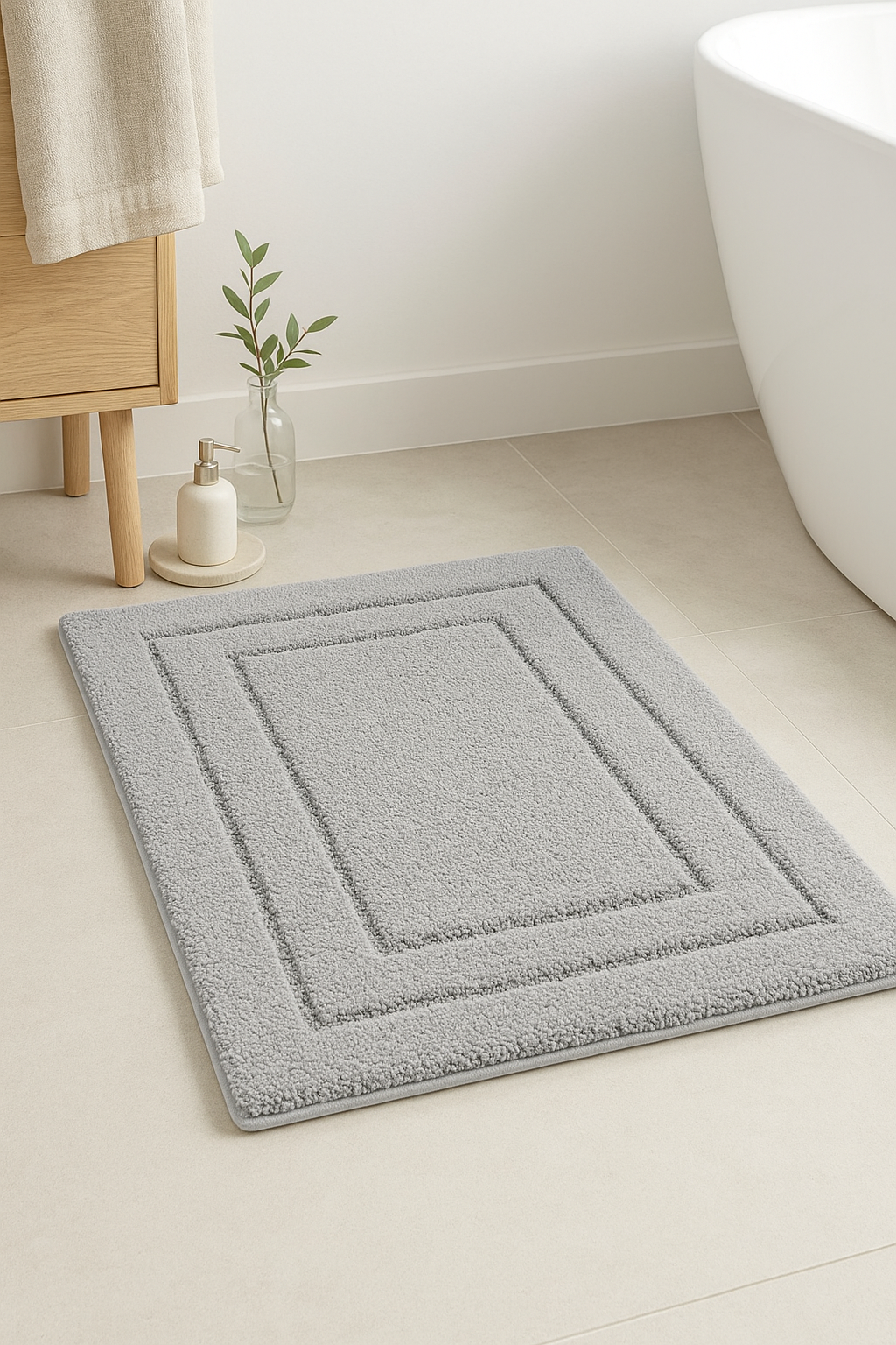 tapis de bain microfiber antidérapant double cadre absorbant