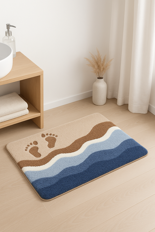 tapis de bain microfibre absorbant antiderapant ondulee moderne