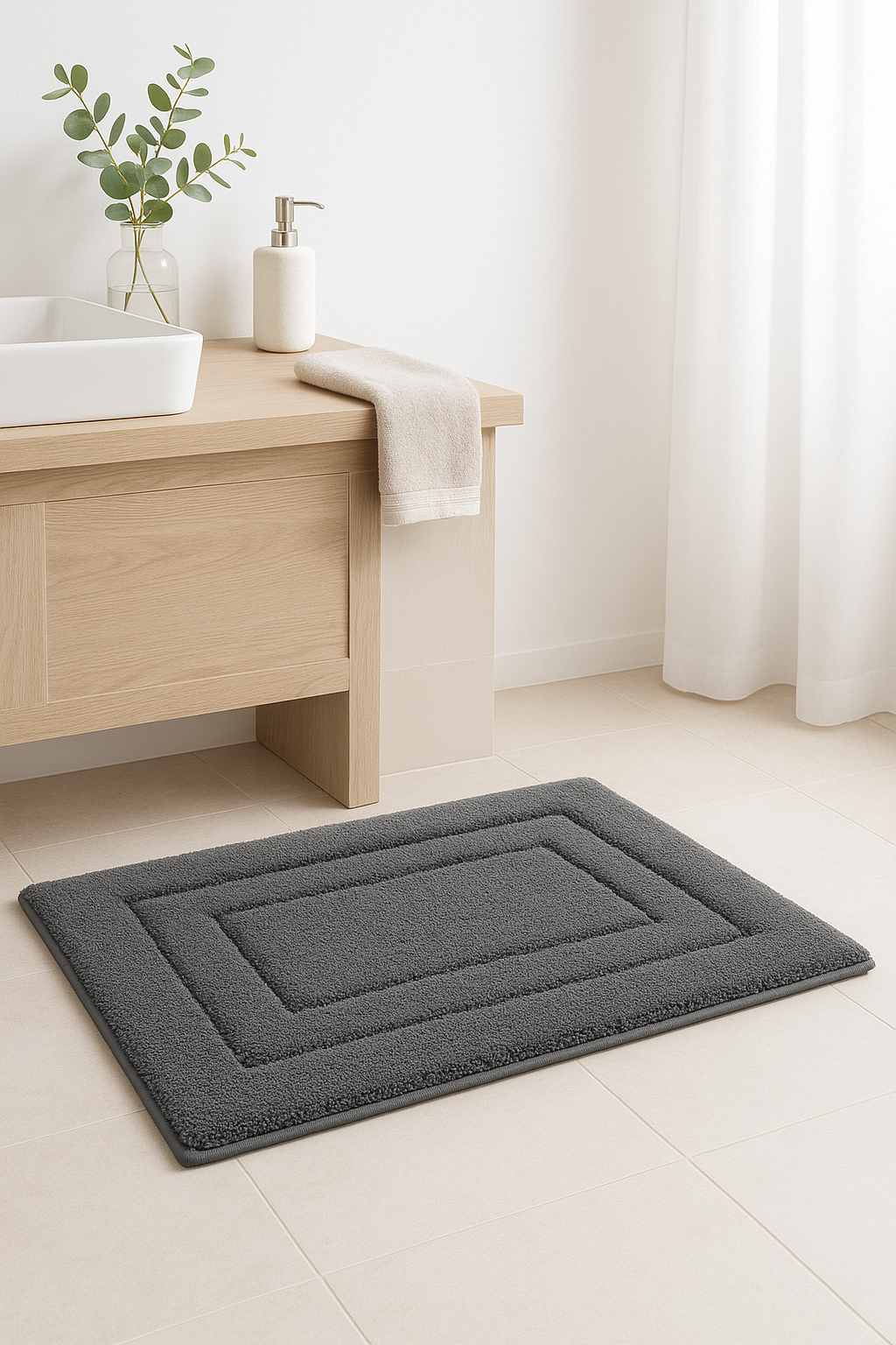 Tapis de bain microfibre antidérapant absorbant style velours - vue 3 sur 2