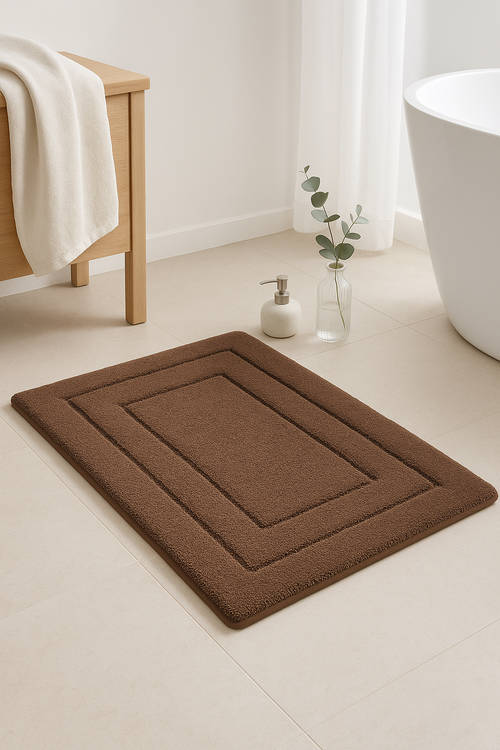 Tapis de bain microfibre antiderapant absorbant style velours - vue 2 sur 2