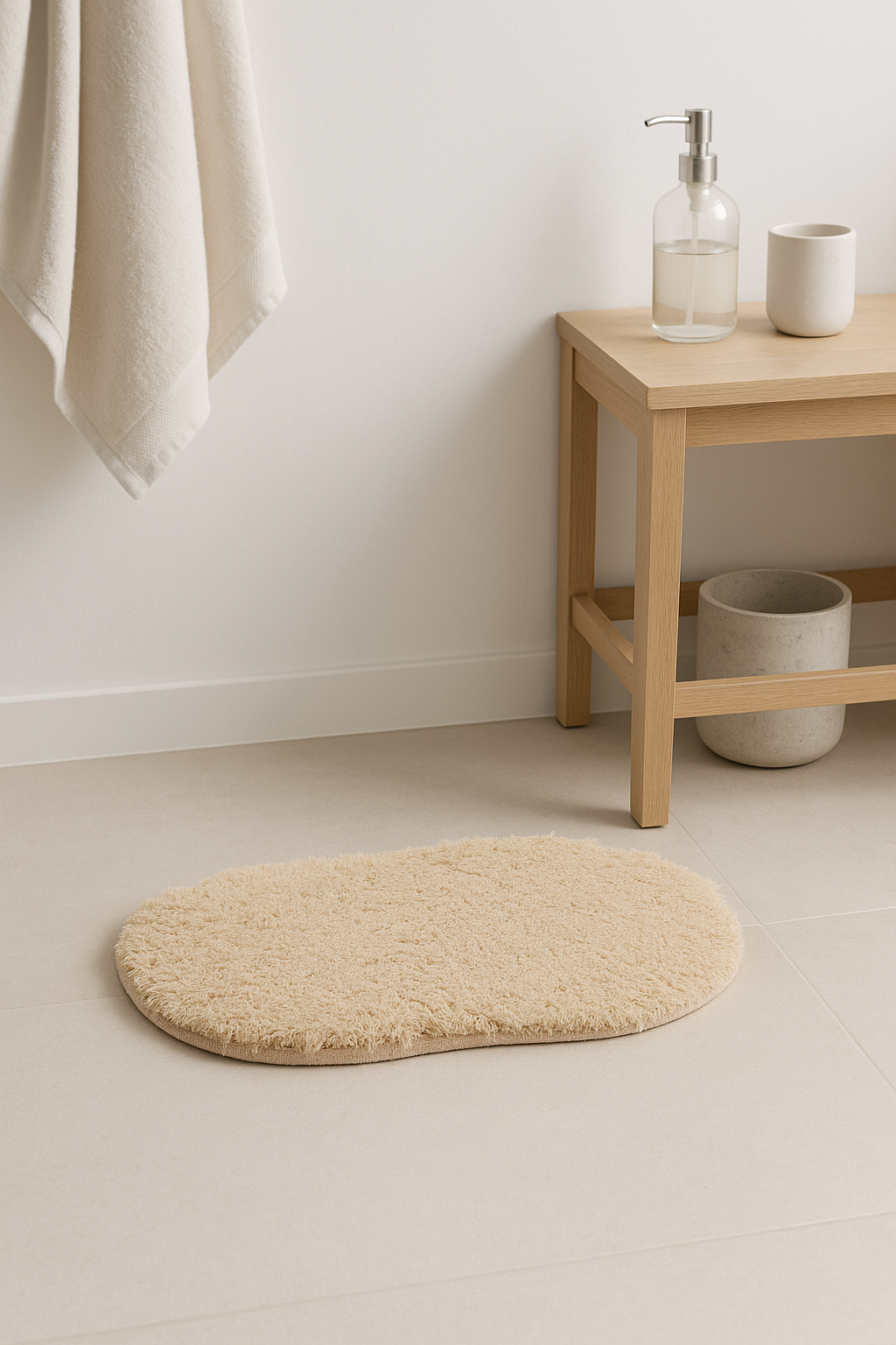 Tapis de bain microfibre antidérapant motif géométrique - vue 3 sur 2