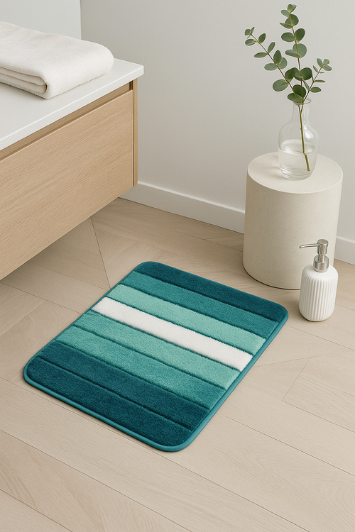tapis de bain microfibre antiderapant motif geometrique moderne - vue 2 sur 2