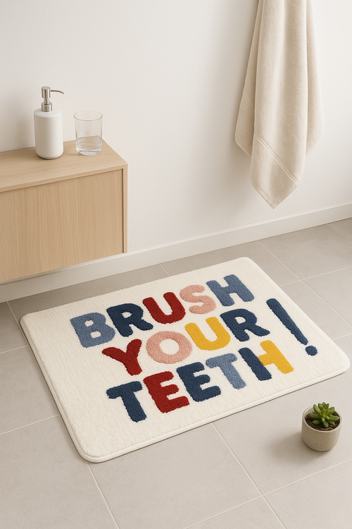 tapis de bain microfibre doux absorbant rayé moderne