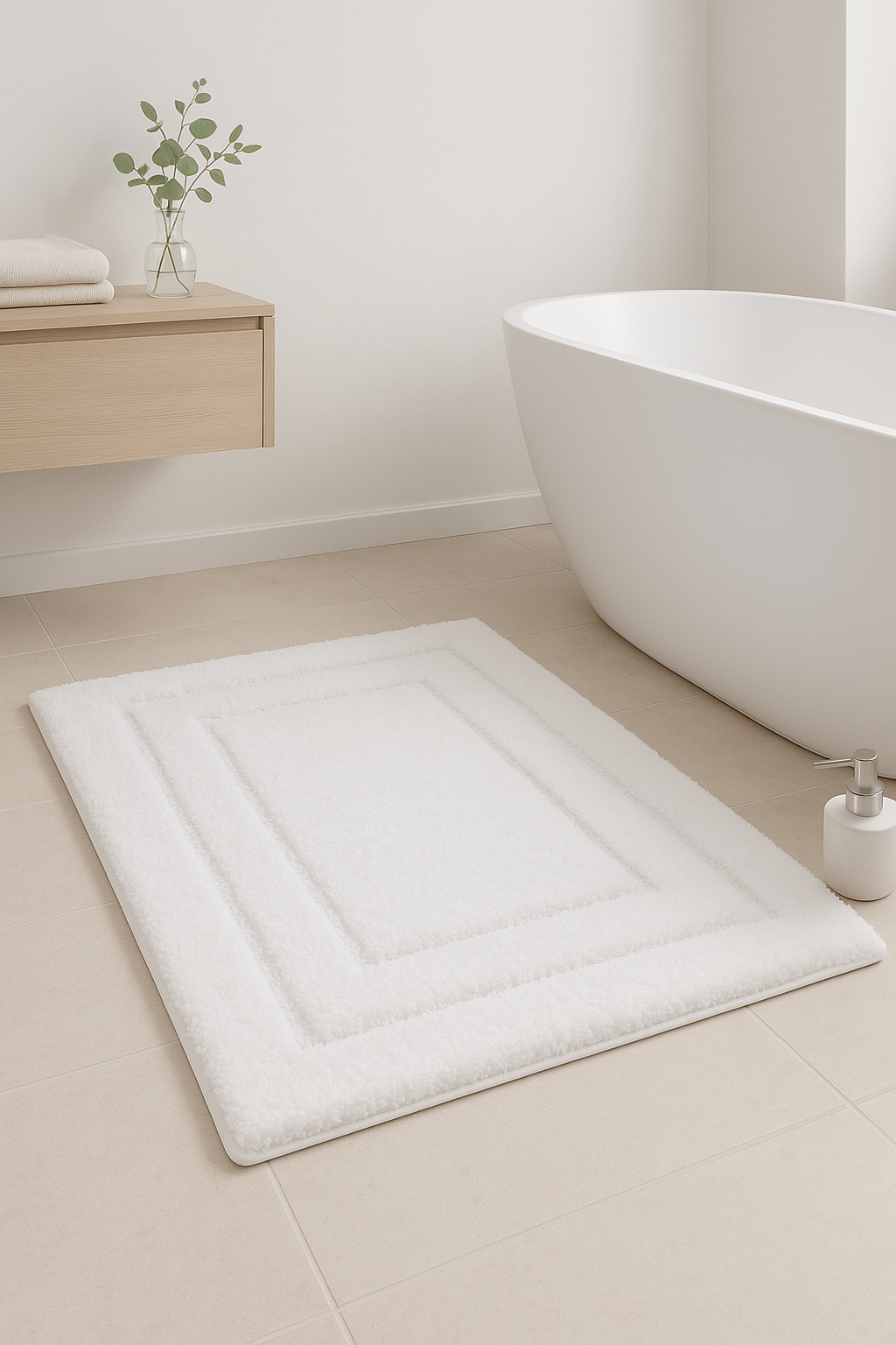 tapis de bain microfibre doux antiderapant poils longs - vue 3 sur 2